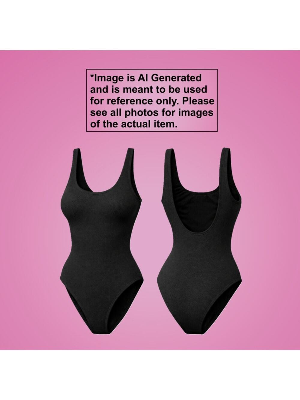 New Textured Padded Black One Piece Scoopback Swimsuit SZ Small